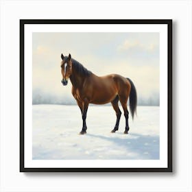 Horse In The Snow 9 Art Print