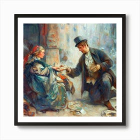 Man Giving Money To A Woman Art Print