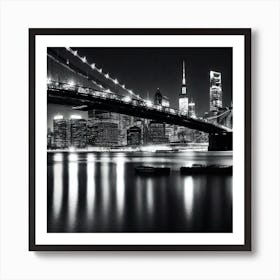 Brooklyn Bridge At Night 1 Art Print