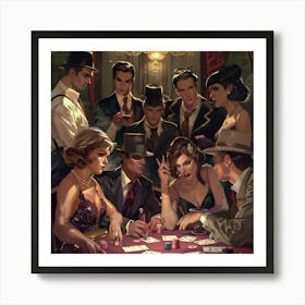 Whispers and Wagers: The Speakeasy Poker Night Art Print