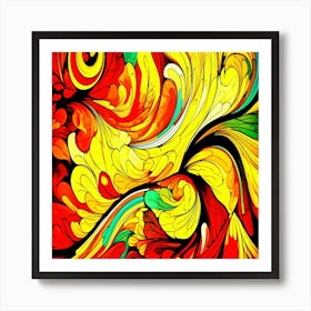 Vibrant colorful abstract spiral wallpaper with ornate shapes Art Print