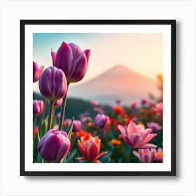 Pink Tulips In Spring Art Print