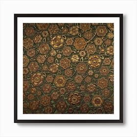 Brown Floral Ornament Pattern Texture Art Print