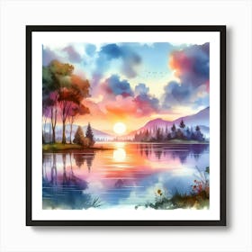 Watercolor Landscape Painting 10 Art Print