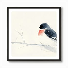 Winter Bird Watercolor Painting Art Print