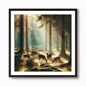 Deer In The Forest Art Print