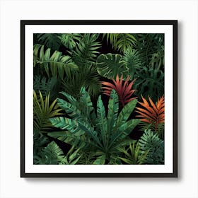 Tropical Leaves Seamless Pattern 2 Art Print