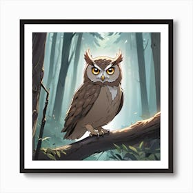 Owl In The Forest 28 Art Print