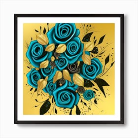 Teal Bouquet Art Print