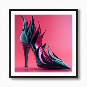 High Heel Shoe With Flames Art Print