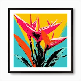 Andy Warhol Style Pop Art Flowers Heliconia 1 Square Art Print