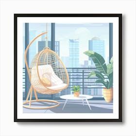 Hanging Chair In The Living Room Art Print