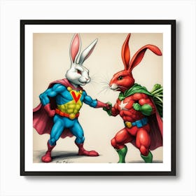 Superman And Rabbit Art Print