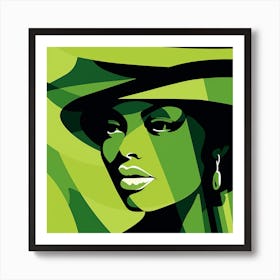 Portrait Of A Woman In A Green Hat Art Print