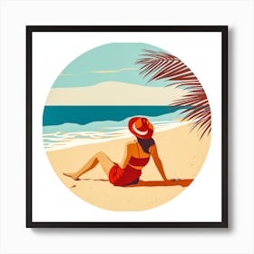 Woman Enjoying The Sun At The Beach 8 Art Print