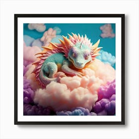 Firefly Sleeping Baby Dragon Cradled On Candy Clouds 25975 (2) Art Print