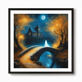 Ghost On The Bridge At Night 1 Art Print