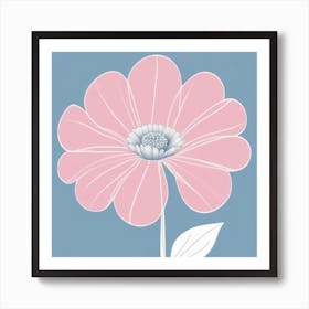 A White And Pink Flower In Minimalist Style Square Composition 421 Art Print