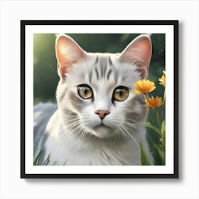 High Quality Illustration Realistic Cat Outdoors(5) Art Print