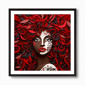 Red Curly Haired Woman Art Print