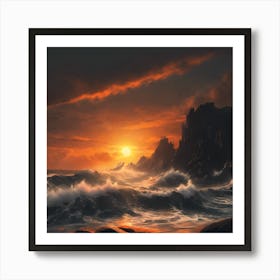 Sunset Over The Ocean Art Print