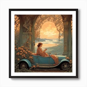 Girl In A Car 2 Art Print