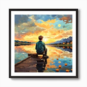 Sunset At The Dock Art Print