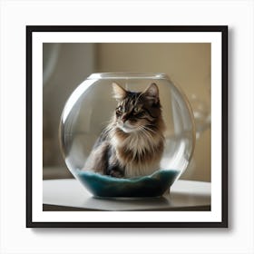 Cat In Fish Bowl 10 Art Print