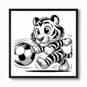Tiger Playing Soccer Art Print