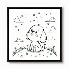 Line Art dog 1 Art Print