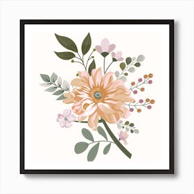 Floral Bouquet soft color wallart printable Instagram post Art Print