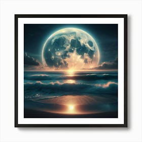 Full Moon Over The Ocean 16 Art Print