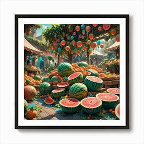 Watermelon Market Art Print