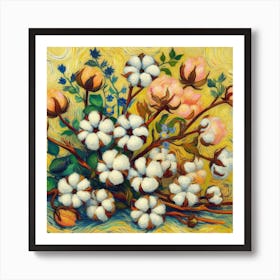 Van Gogh style, Cotton Flower branch 3 Art Print