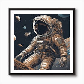 Astronaut In Space Art Print