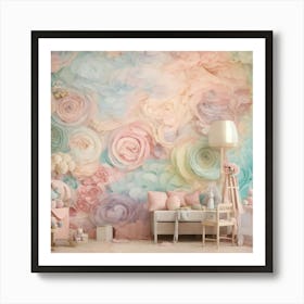 Pastel Roses Wallpaper Art Print