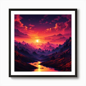 Sunset In The Mountains 6 Art Print