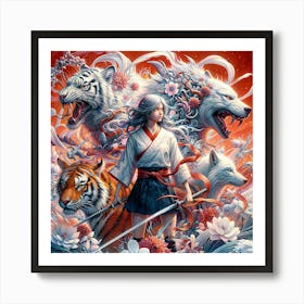 Floral Shinobi ninja Art Print