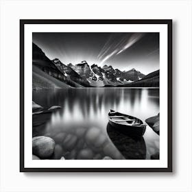 Canoe On Lake Art Print