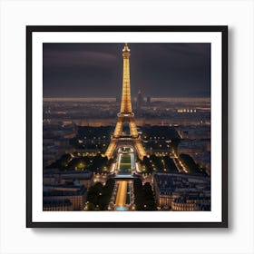 Eiffel Tower At Night Art Print