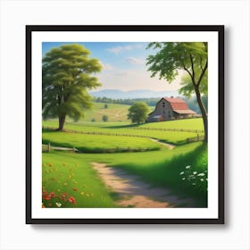 Farm Landscape Wallpaper 4 Art Print
