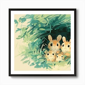 Rabbits In A Nest Art Print