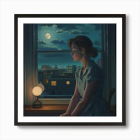 Girl At The Window Art Print