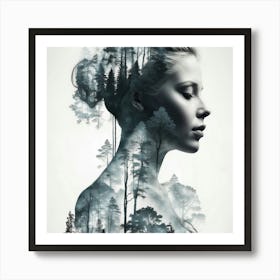 Portrait Of A Woman In The Forest Art Print