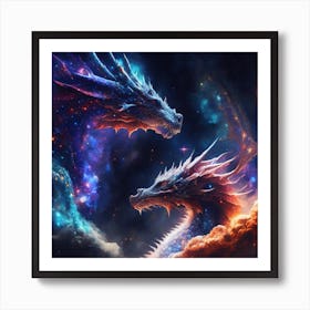 Two Dragons In Space 3 Art Print