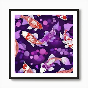 Koi Fish Seamless Pattern Art Print