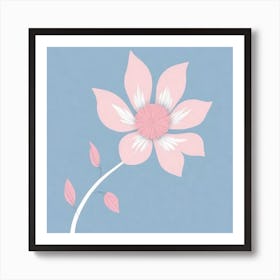 A White And Pink Flower In Minimalist Style Square Composition 88 Art Print