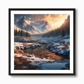 Winter Landscape Painting Art Print