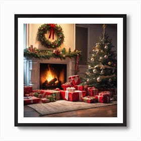 Christmas Tree And Presents 9 Art Print