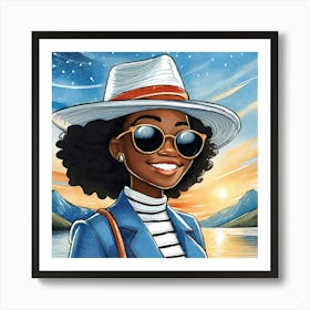 Black Girl In A Hat Art Print